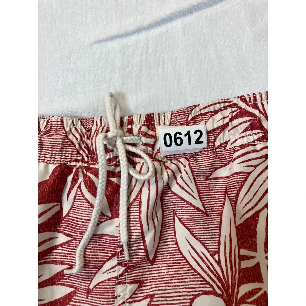 Janie and Jack Reyn Spooner Men XL Kipuka Swim Trunks Red Hawaiian Tropical NWOT